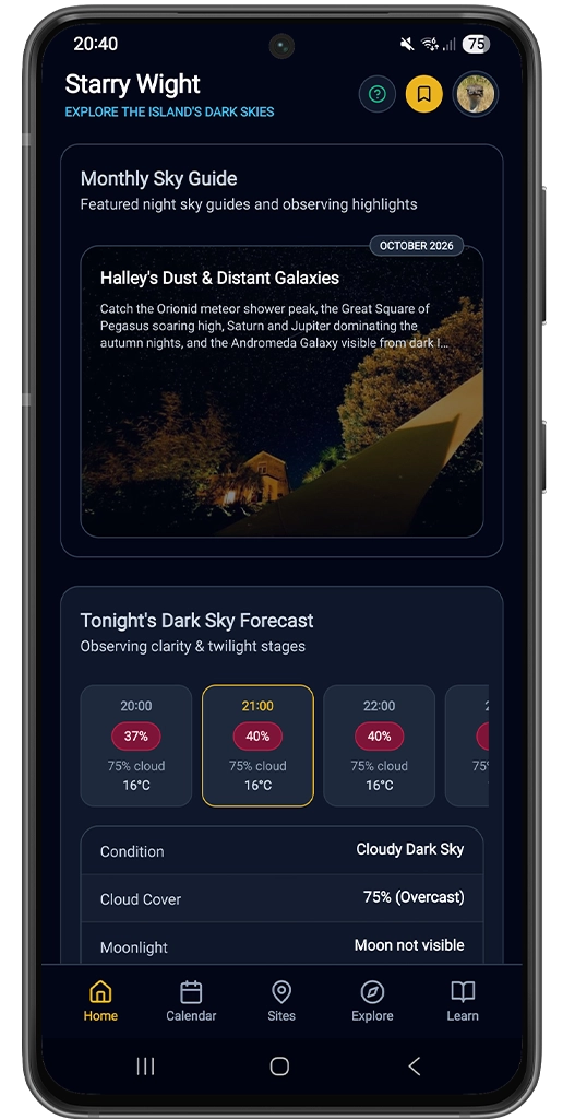 Starry Wight App — Find a Place to Stargaze